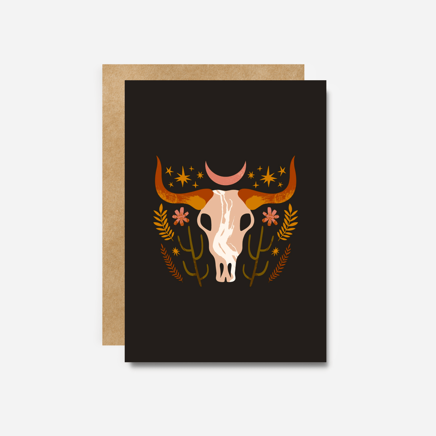 Western Botanical Cow Skull Blank Greeting Card - The Plant Lady SF