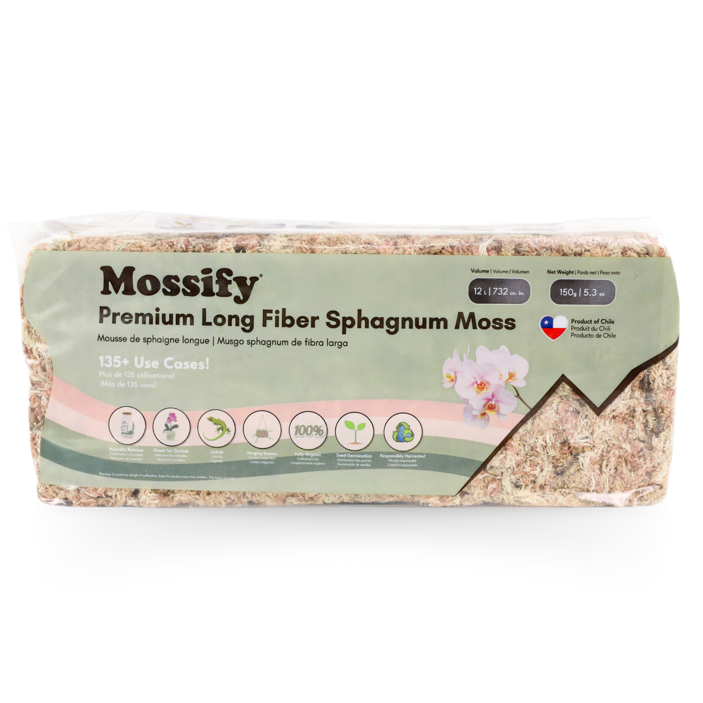 Premium Long Fiber Sphagnum Moss from Mossify - 150g