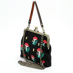 Load image into Gallery viewer, Mushrooms Kisslock Frame Bag in Cotton: Black

