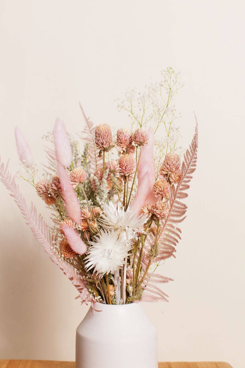 Blush, Green & White Dried Flower Mini Bouquet - The Plant Lady SF