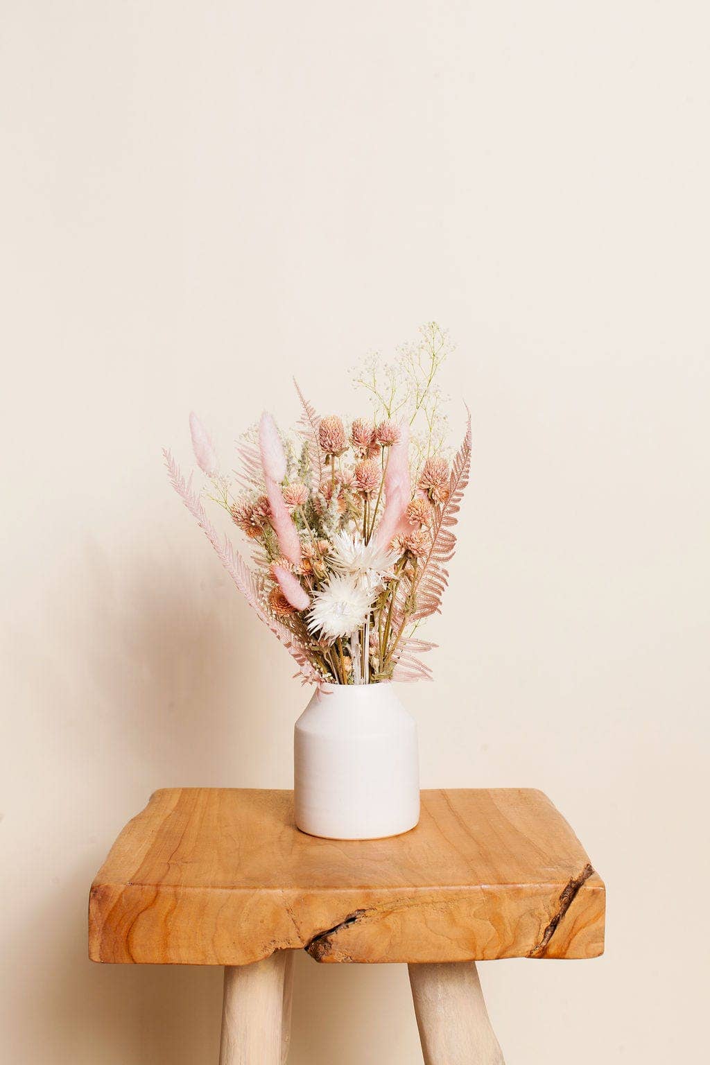 Blush, Green & White Dried Flower Mini Bouquet - The Plant Lady SF