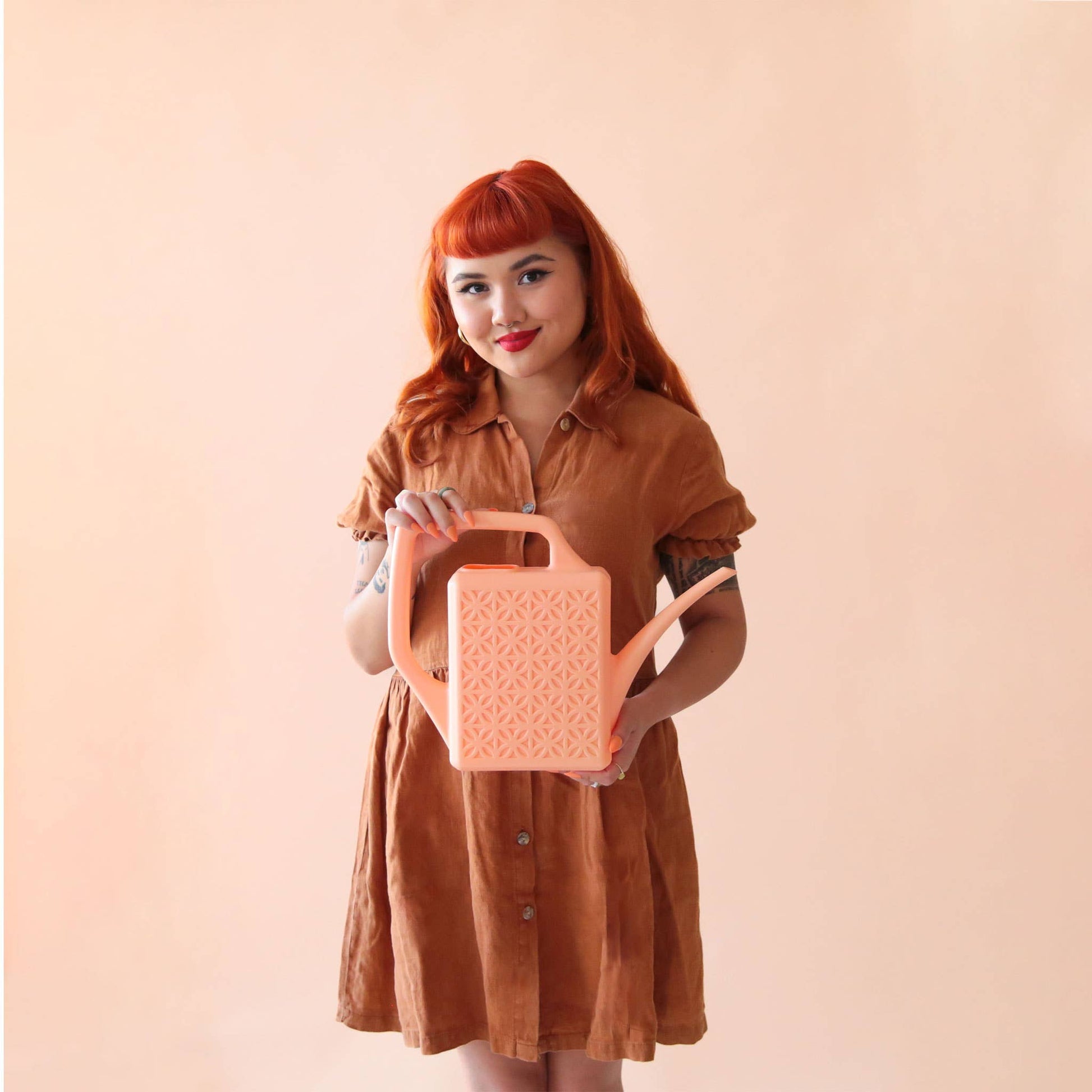 Breeze Block Watering Can | Peach - The Plant Lady SF