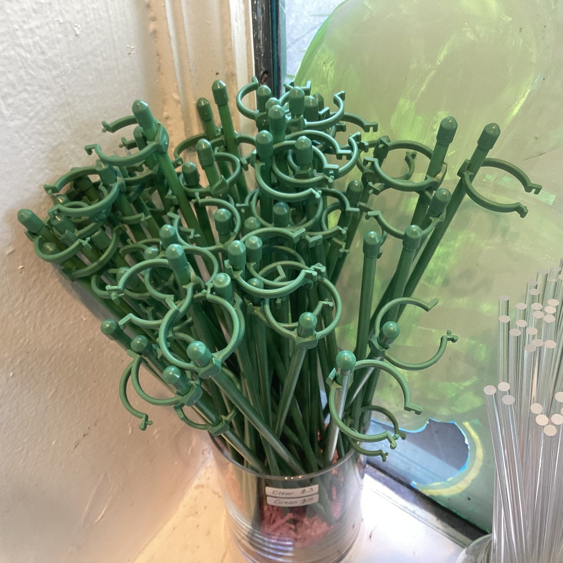 Green hoop stakes with adjustable clip - 1’ - The Plant Lady SF