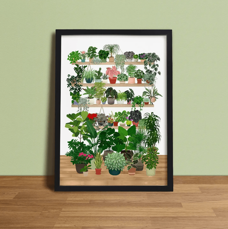 Houseplants Shelf Digital Art Print by Lara Oztekin - The Plant Lady SF