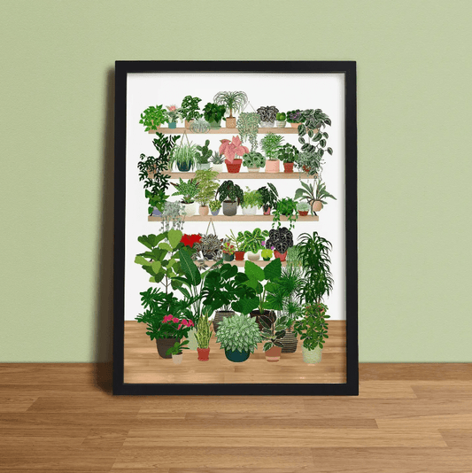 Houseplants Shelf Digital Art Print by Lara Oztekin - The Plant Lady SF
