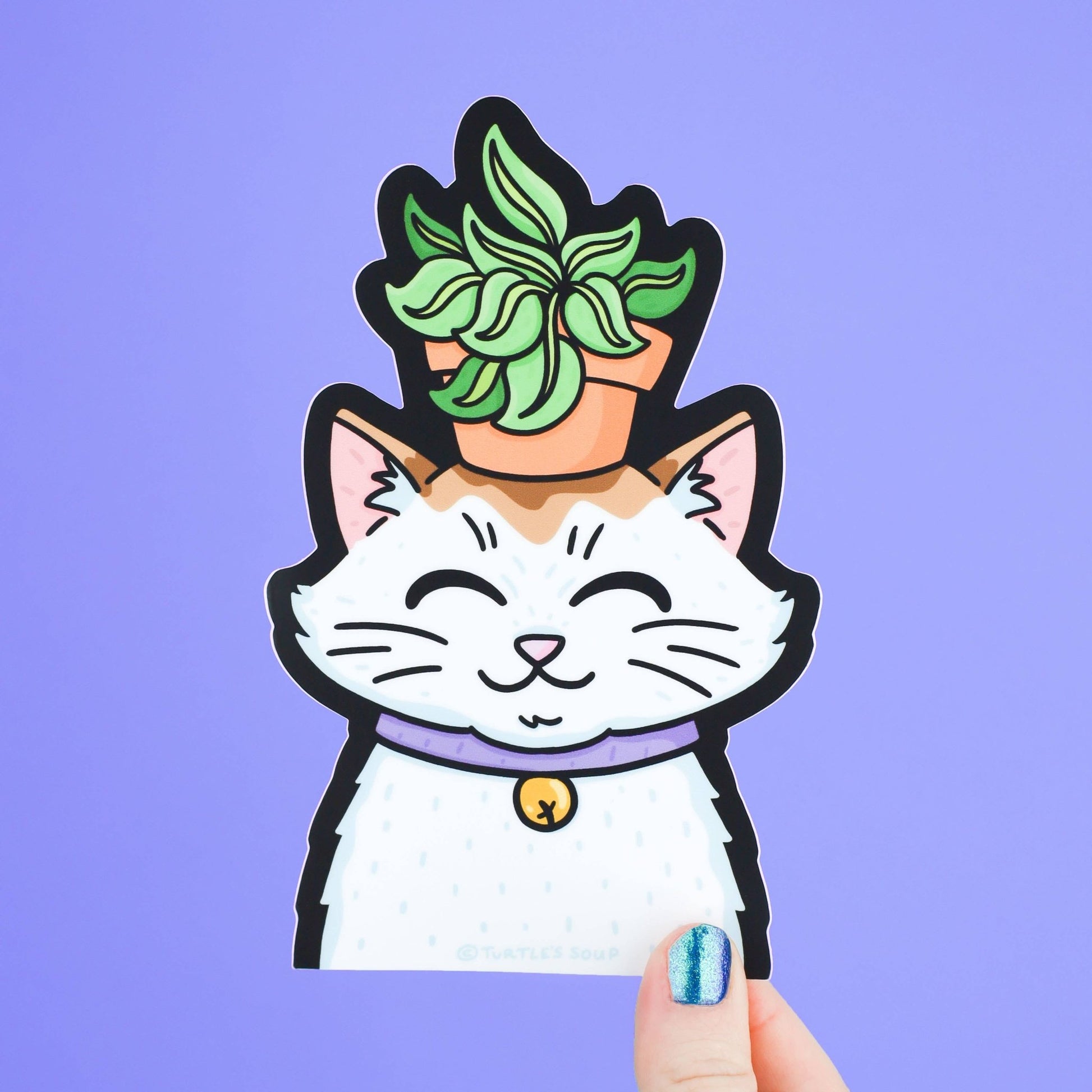 Planter Kitty Cute Car Decal Peek - a - Boo Large Vinyl Sticker - The Plant Lady SF