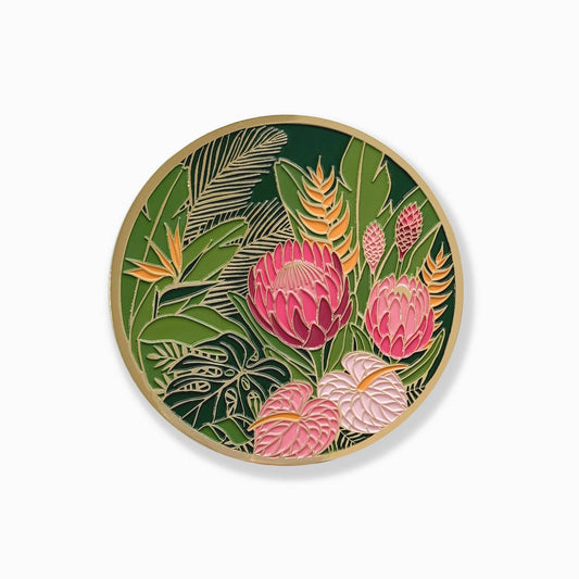 Tropical Floral Gold Drink Coasters | Valentine Gifts - The Plant Lady SF