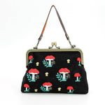 Load image into Gallery viewer, Mushrooms Kisslock Frame Bag in Cotton: Black
