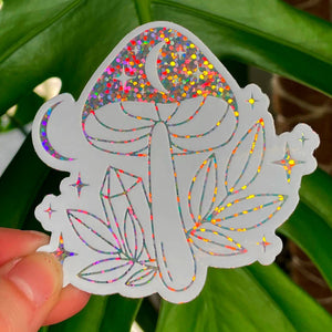 Crystal Mushroom - Glitter Sticker
