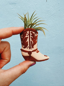 Brown Boot Mini Planter with Air Plant