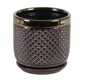 Bronze Diamond Pot with Saucer