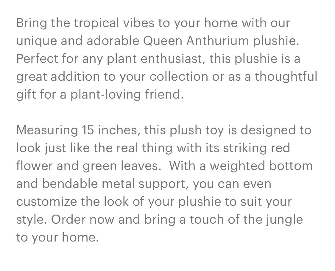 Queen Anthurium Plushie by Blushiez - The Plant Lady SF